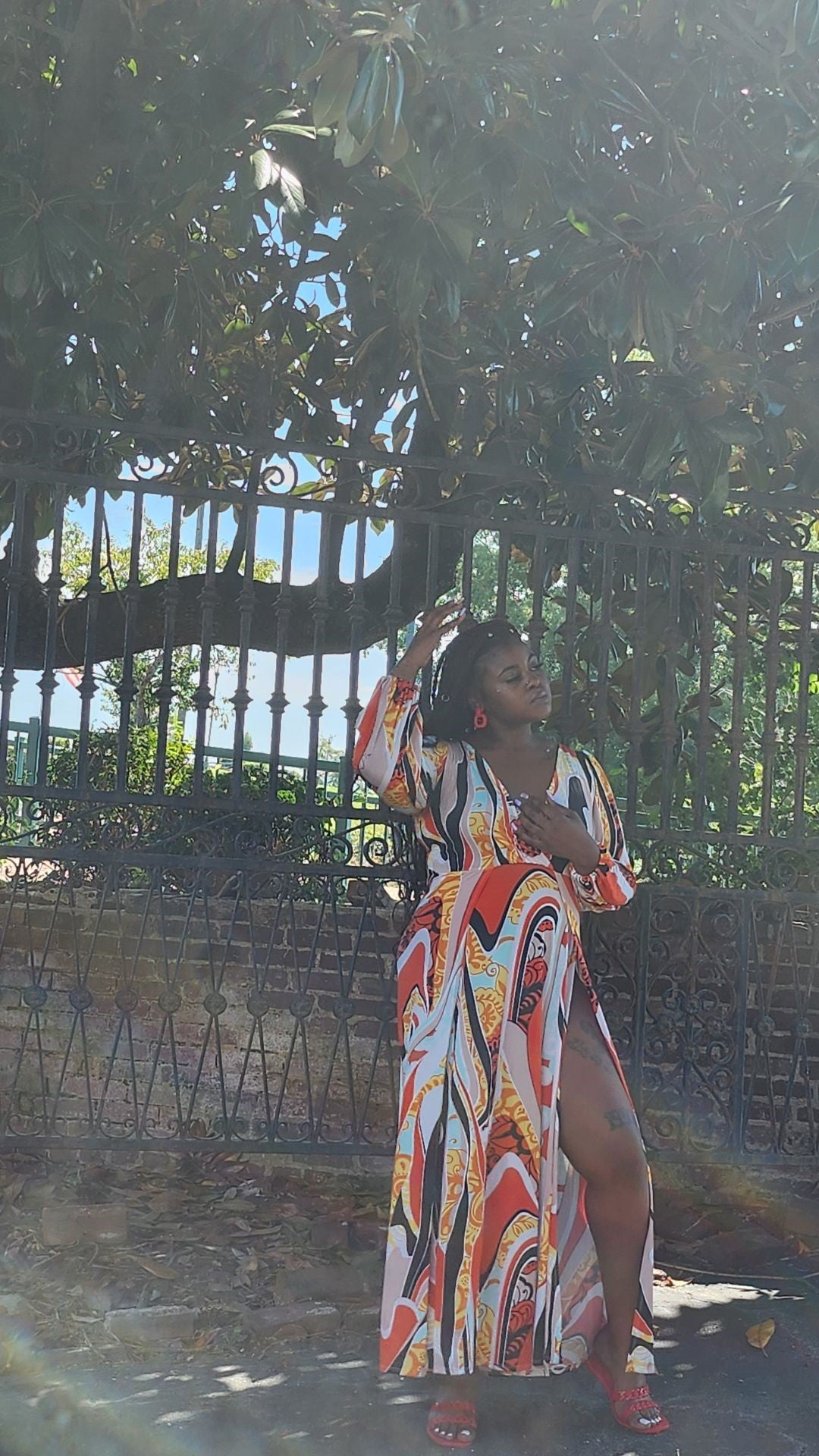 Orange Double Split Dress