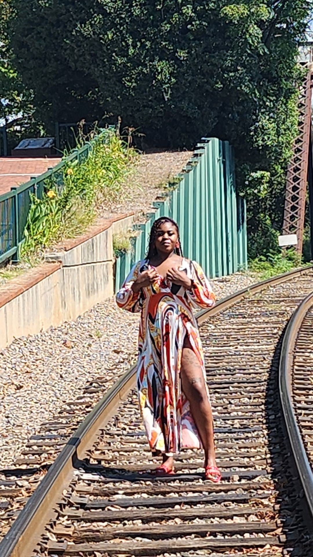 Orange Double Split Dress