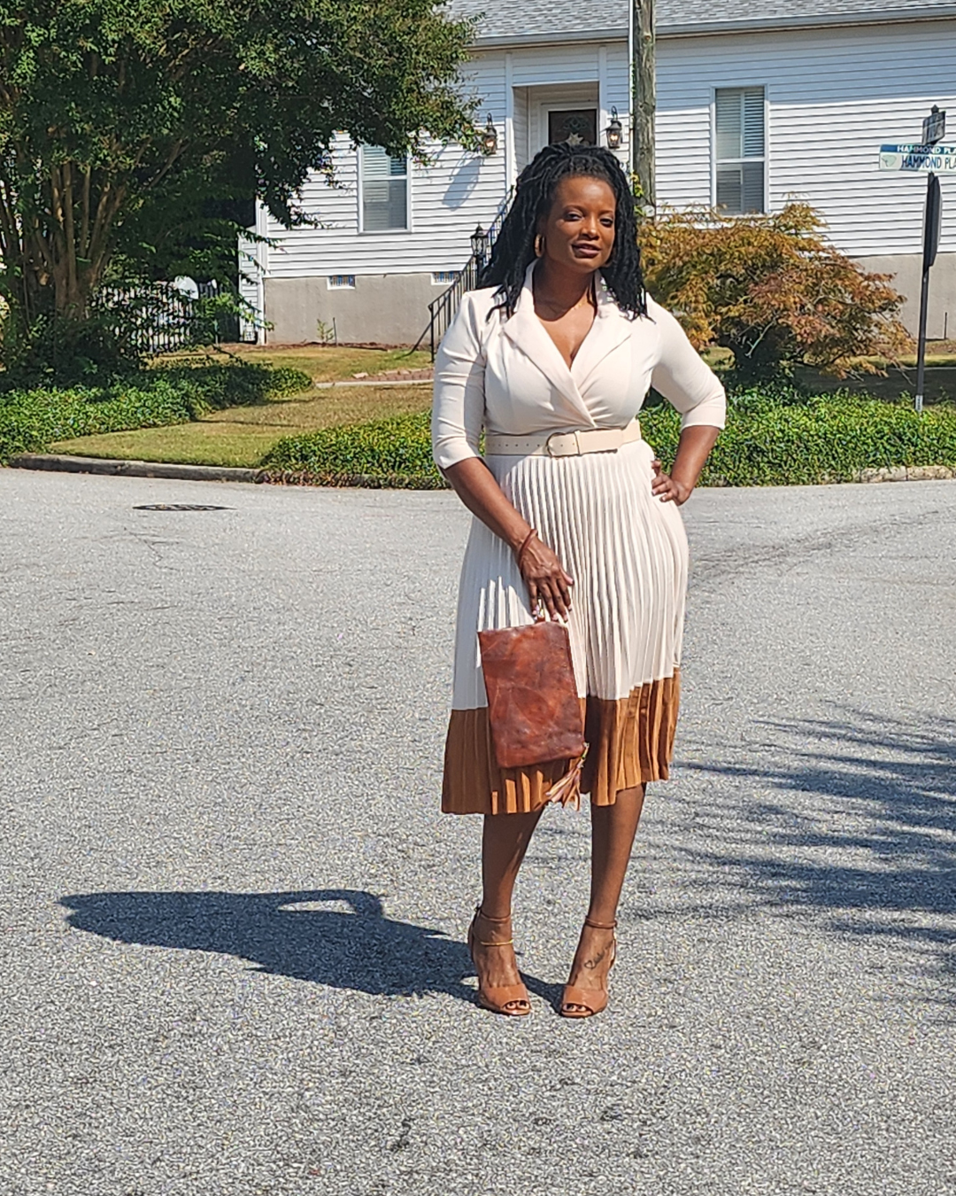 Pleated Apricot Dress