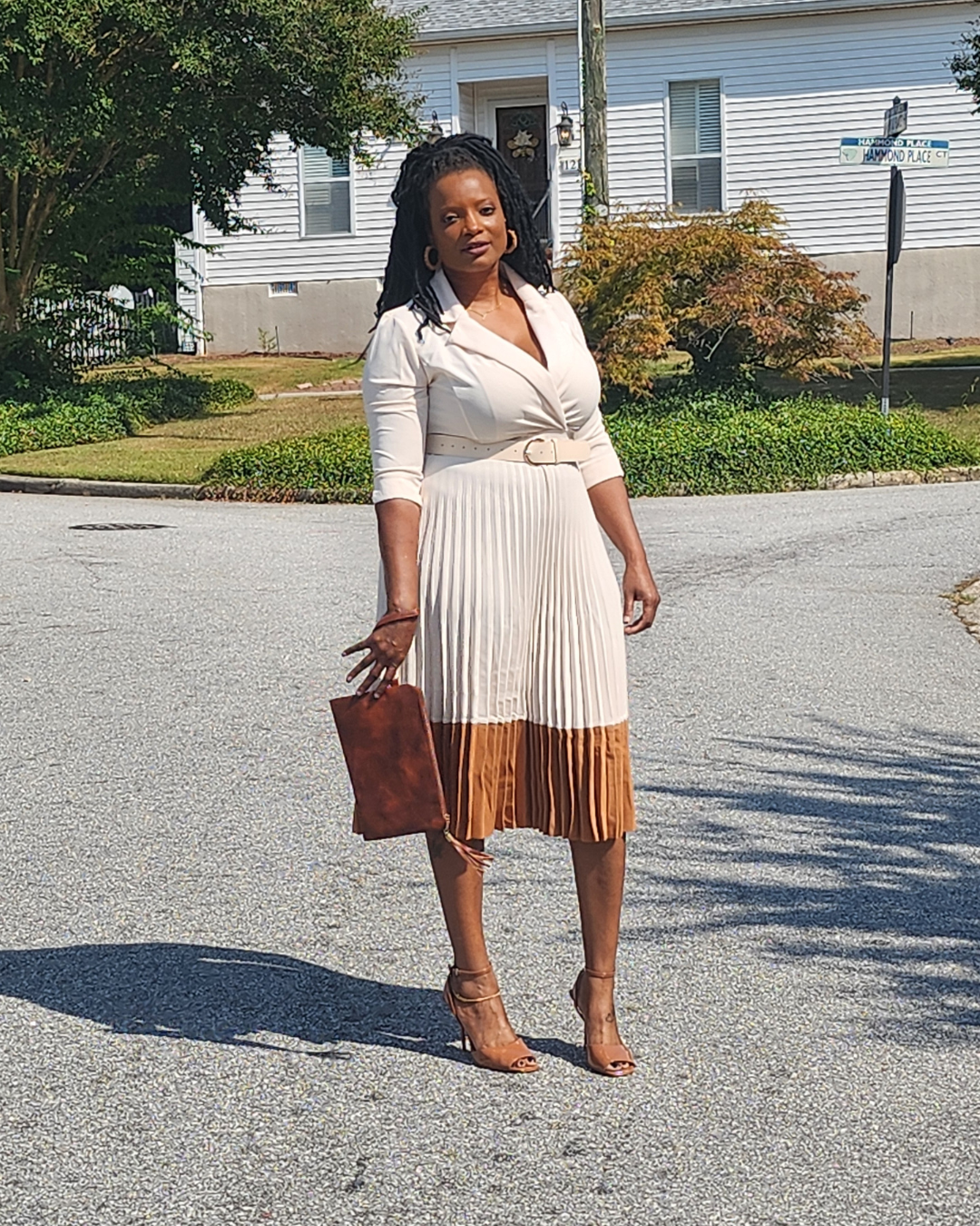 Pleated Apricot Dress
