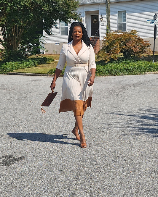 Pleated Apricot Dress