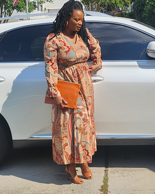 Brown Maxi V Neck