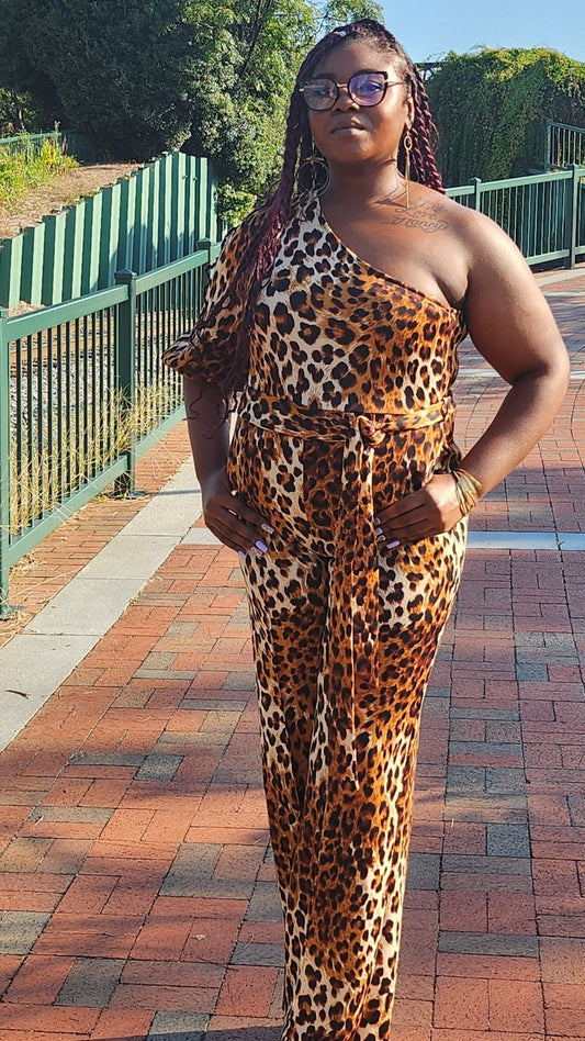 Leopard One Shoulder Jumpsuit