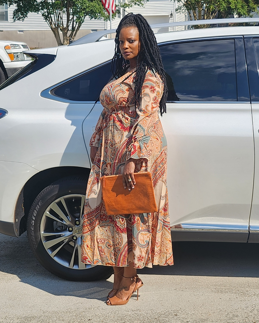 Brown Maxi V Neck