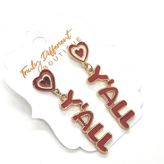Y'all Red Earrings