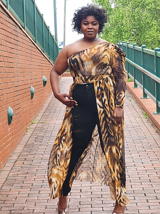 One Shoulder Brown/Camel top